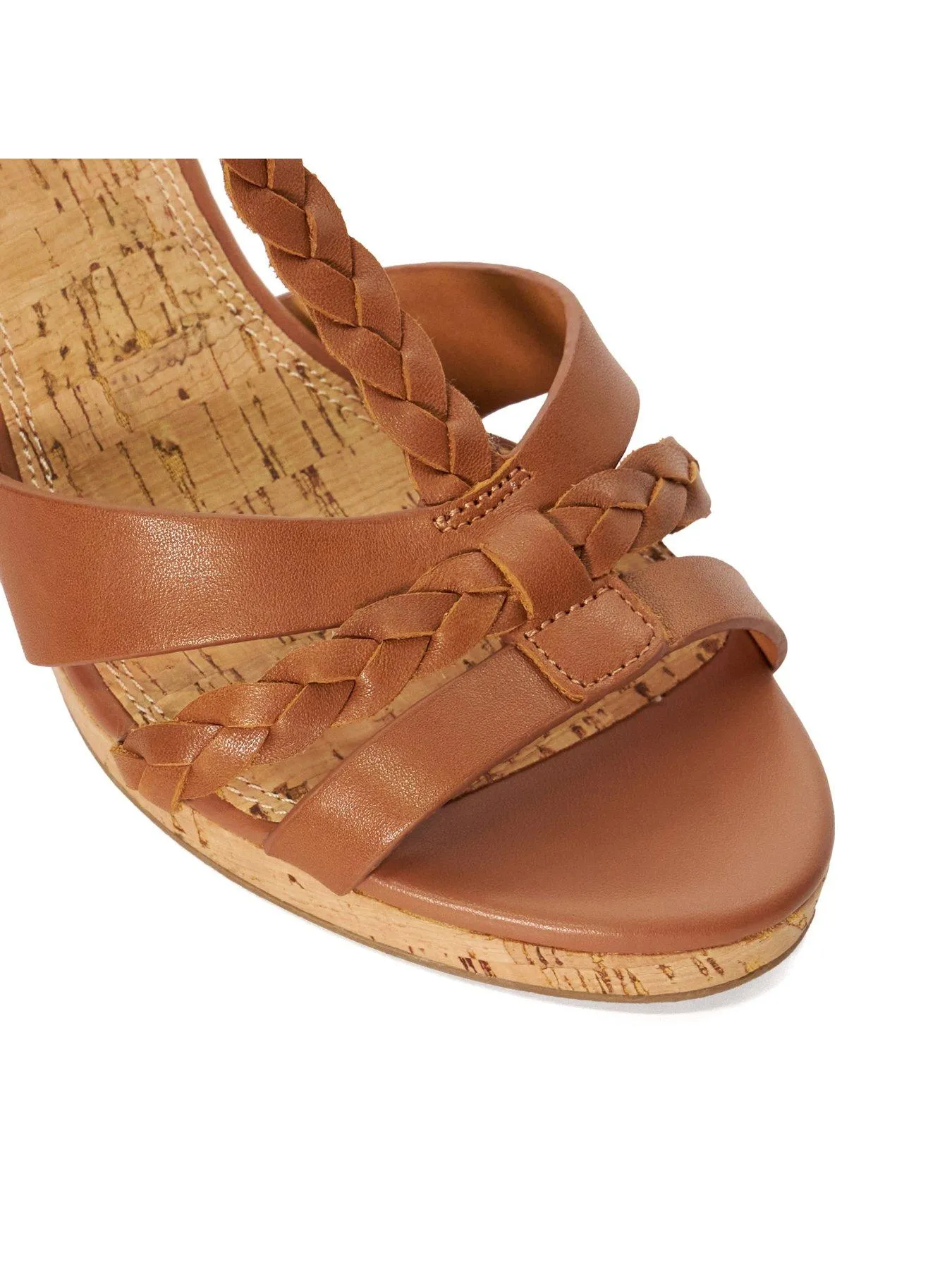 Wide Fit Tan Leather Cork Wedges