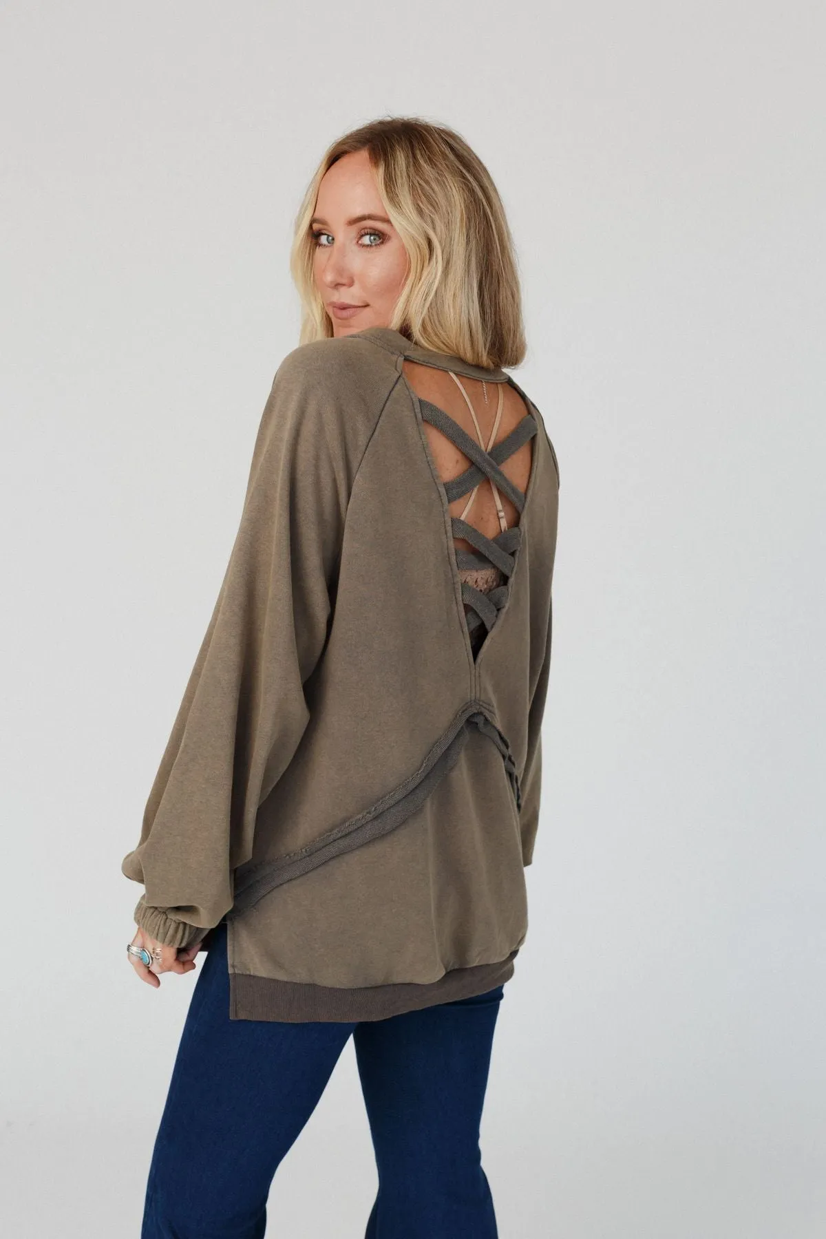 Dusty Charcoal Crossed Paths Sweatshirt