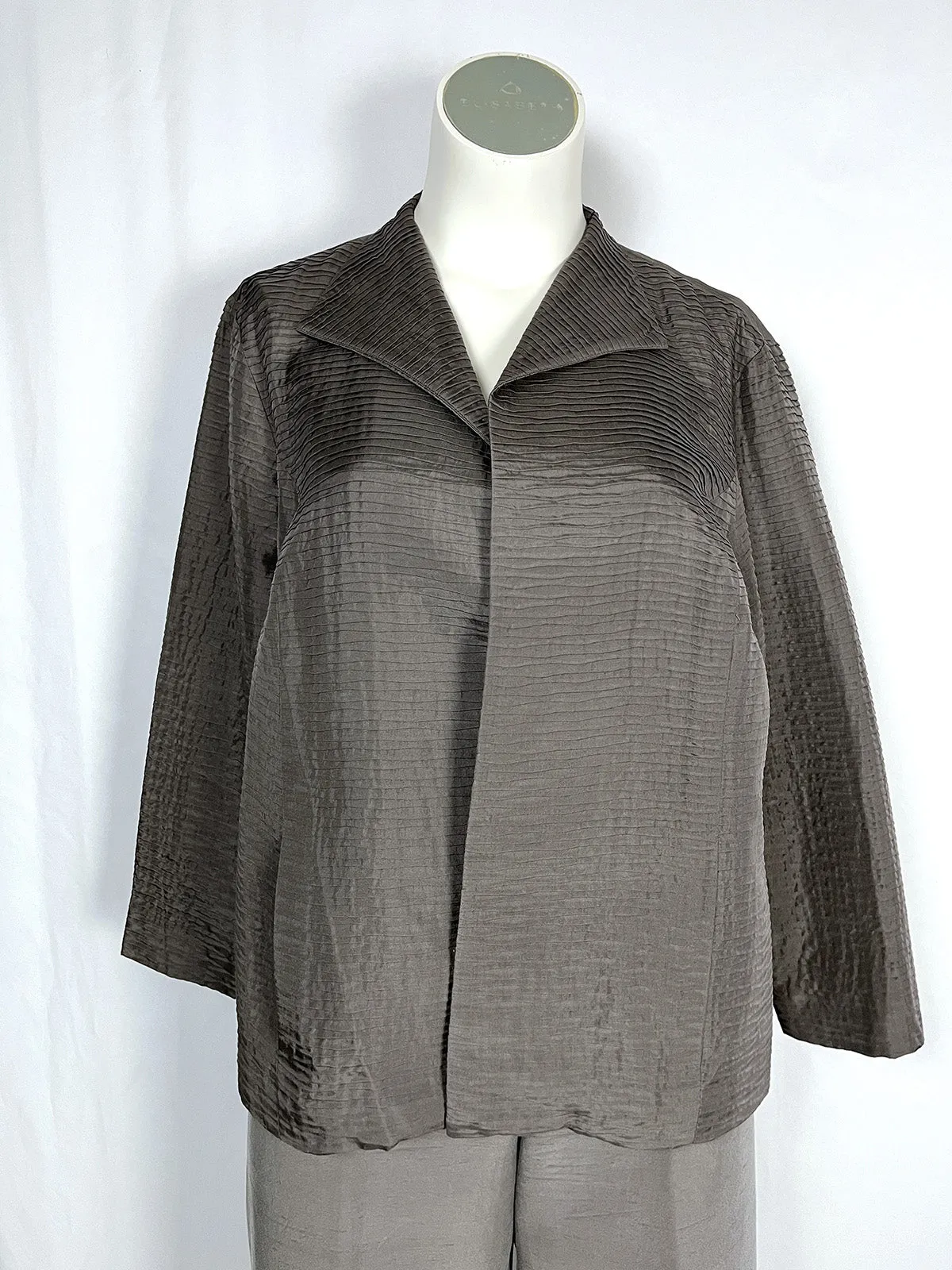 Eileen Fisher Plus Size Taupe Gray Pants Jacket Suit Set