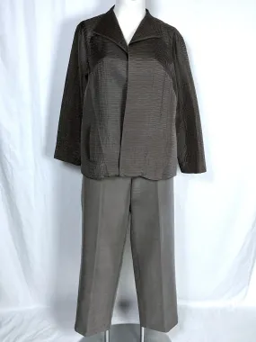 Eileen Fisher Plus Size Taupe Gray Pants Jacket Suit Set