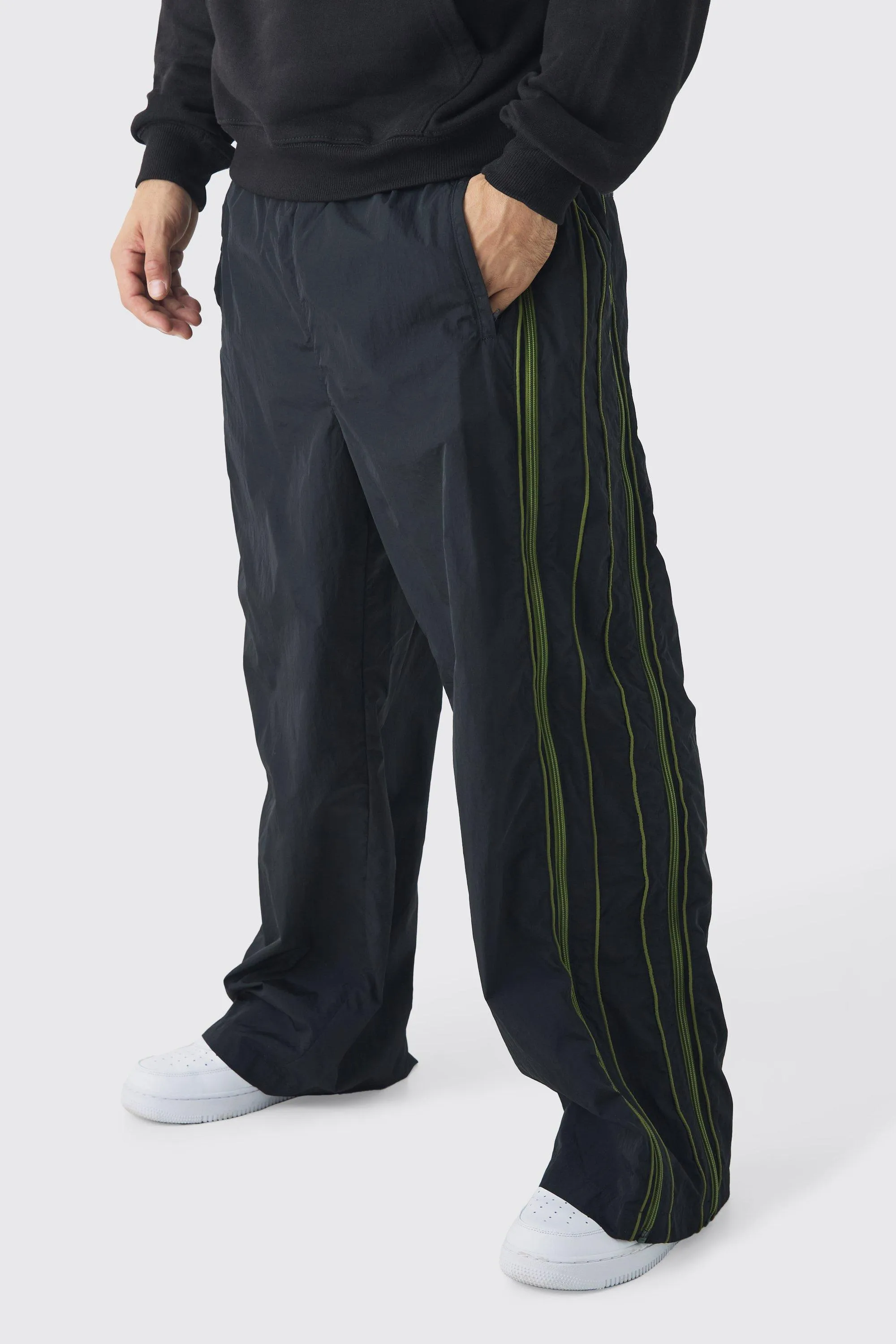 Elasticated Waist Parachute Front Piping Trousers