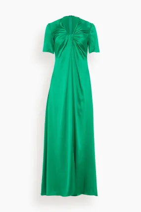 Emerald Twist Front Short Sleeve Dress