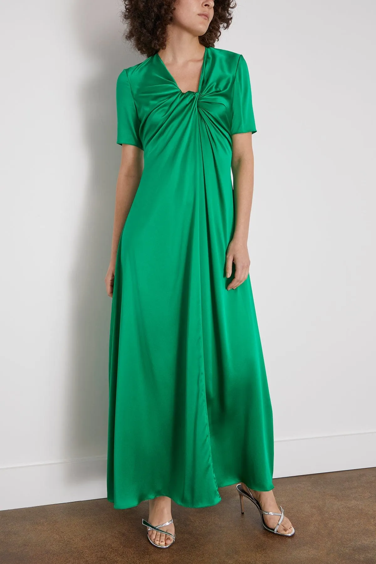 Emerald Twist Front Short Sleeve Dress