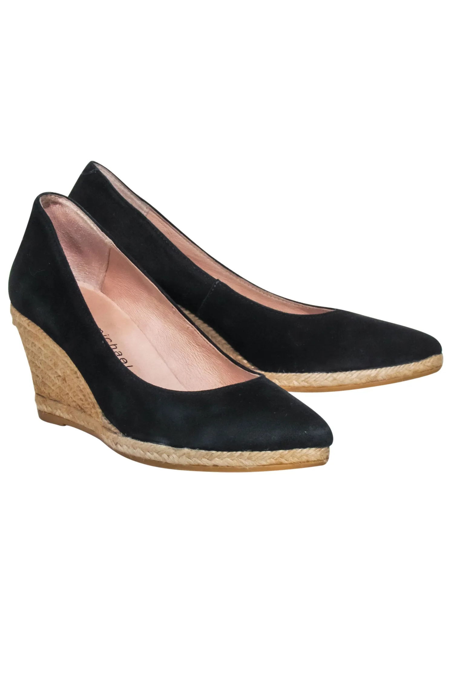 Eric Michael - Black Suede Espadrille Wedges Sz 7