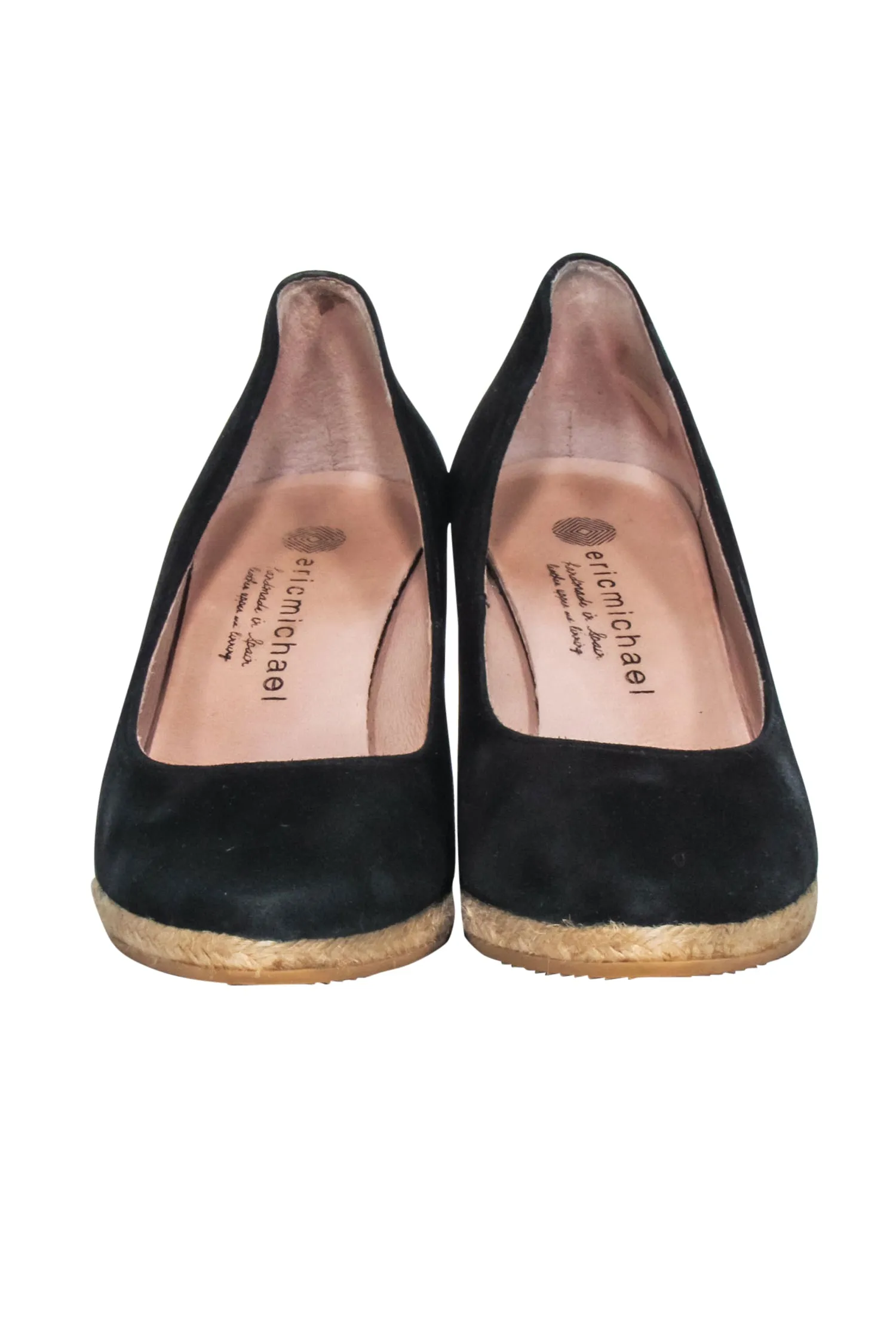 Eric Michael - Black Suede Espadrille Wedges Sz 7