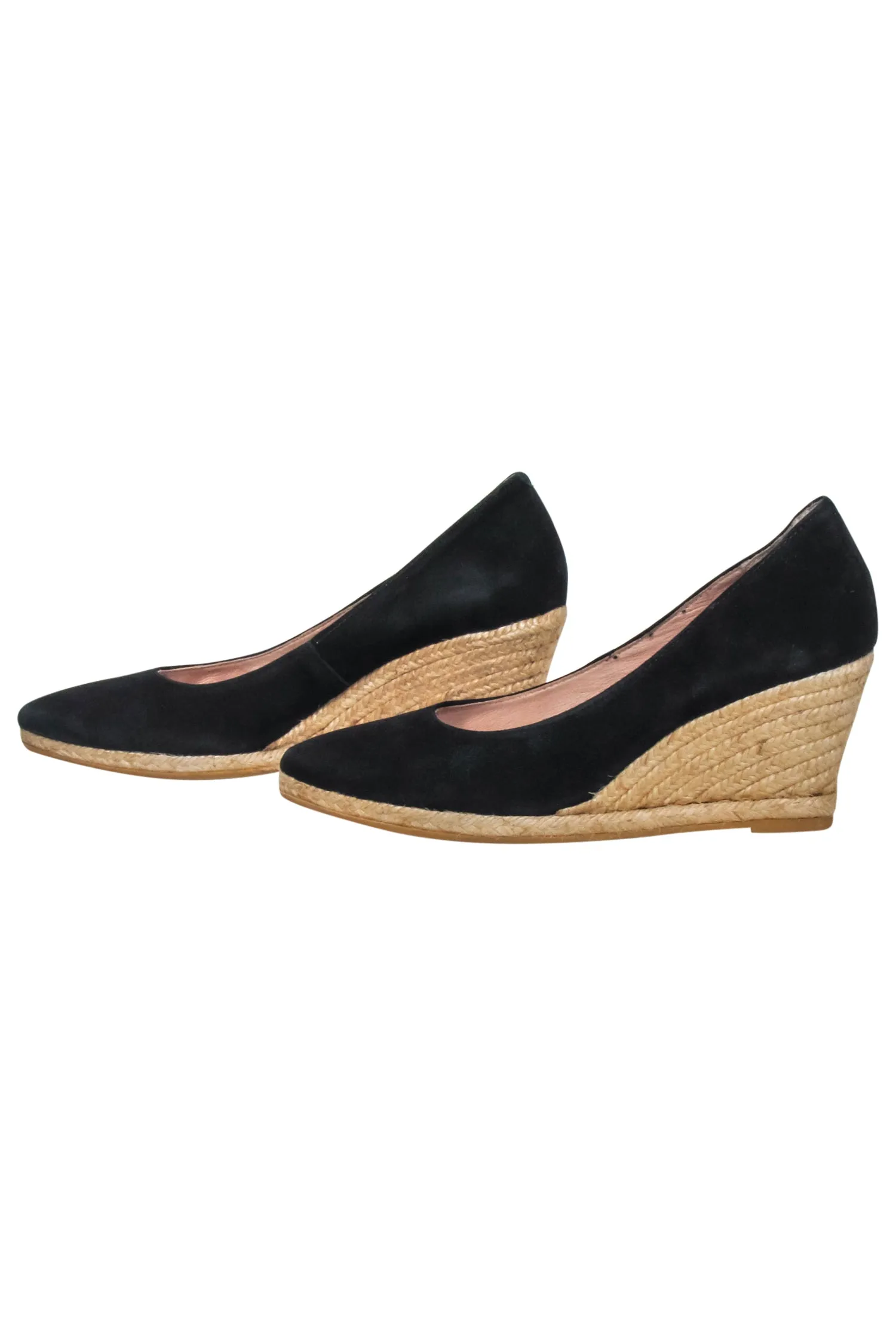 Eric Michael - Black Suede Espadrille Wedges Sz 7