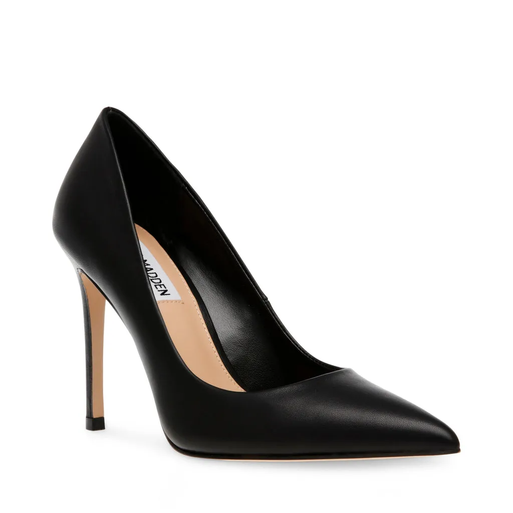 Evelyn-E Black Leather Pump