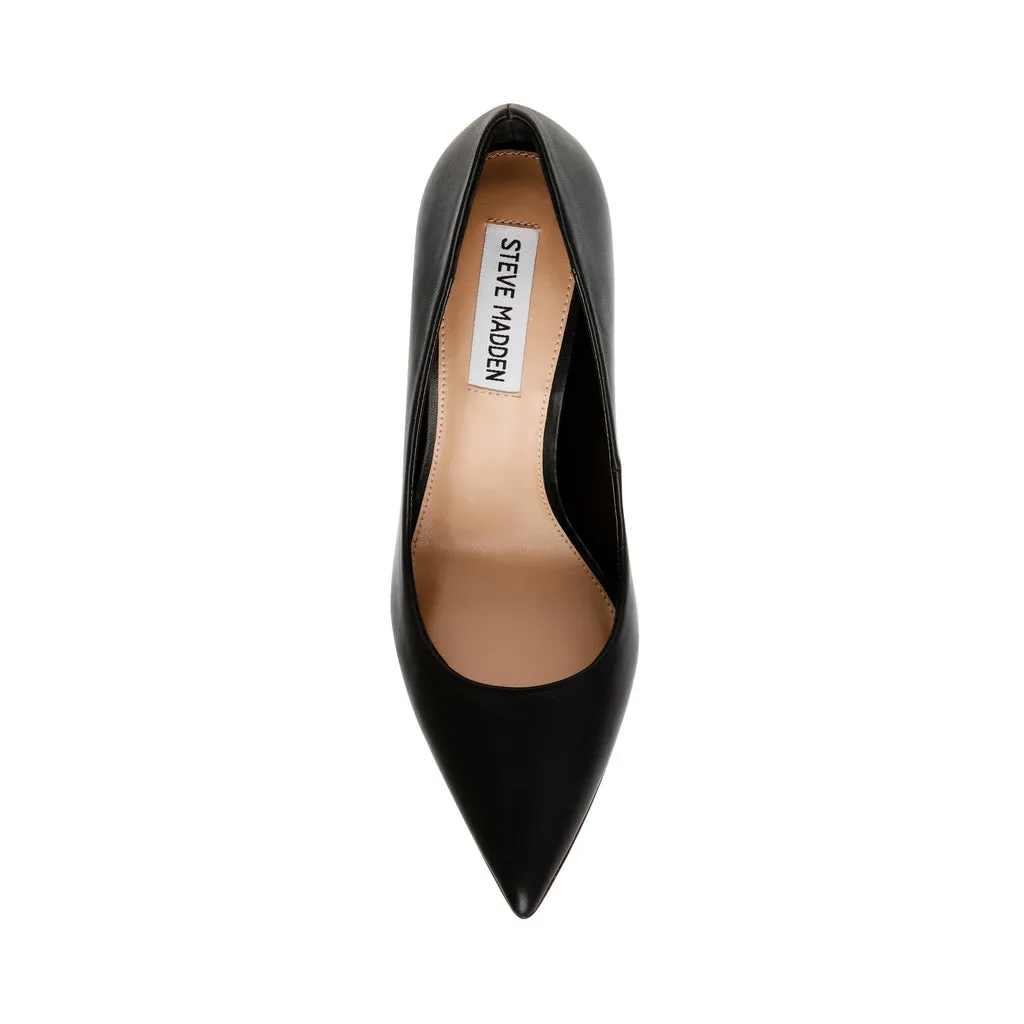 Evelyn-E Black Leather Pump