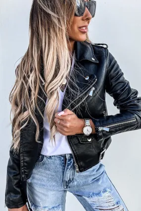 Excellent Taste Faux Leather Zipper Jacket