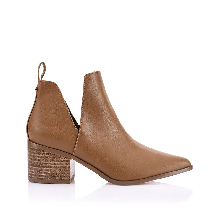 Fierce Cut Out Ankle Boots - Tan Softee