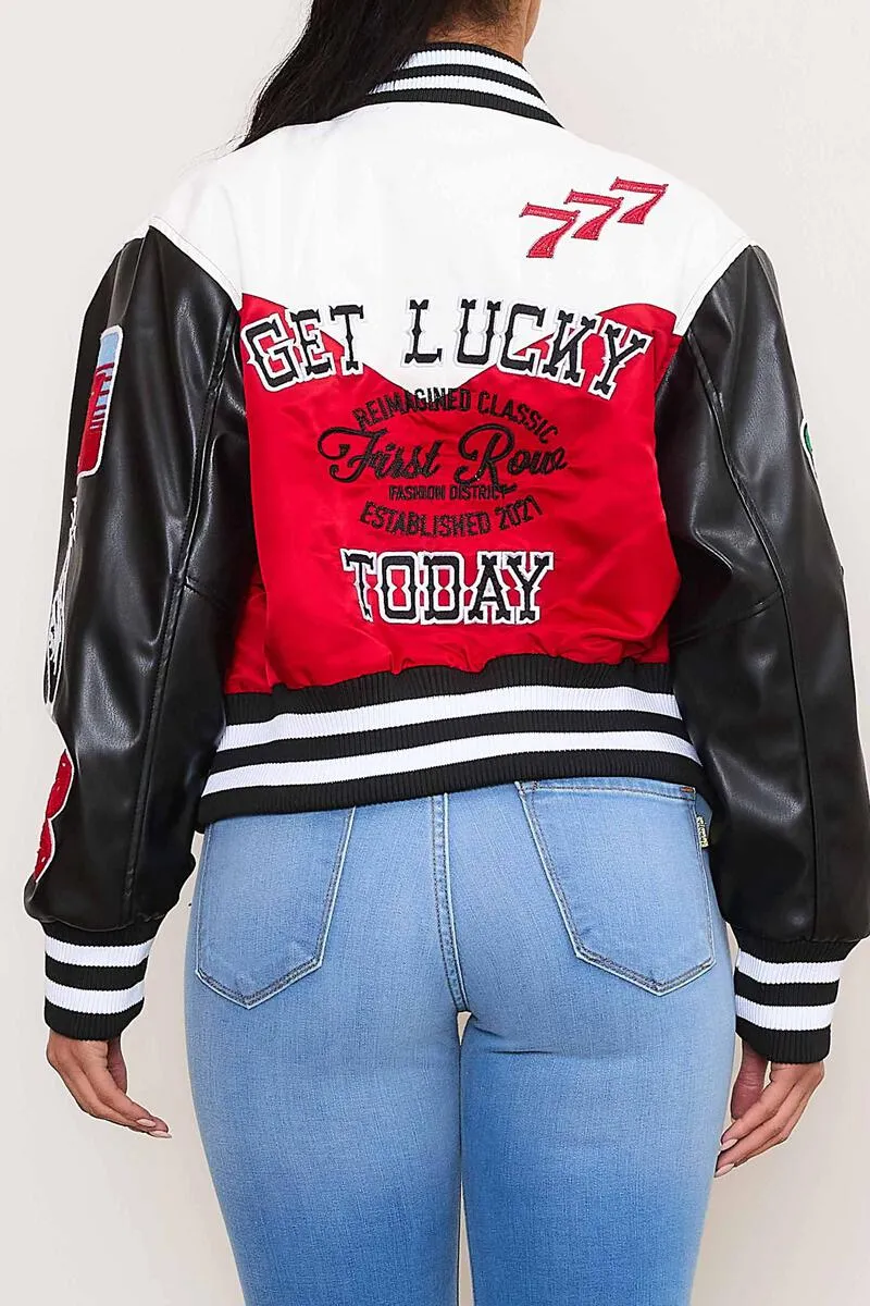 First Row Get Lucky Red Women's Varsity Jacket