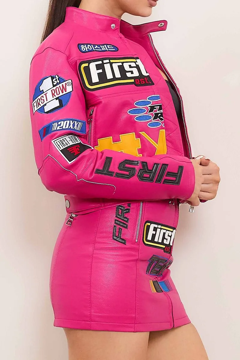 First Row Motor  Pink Women's Leather Jacket