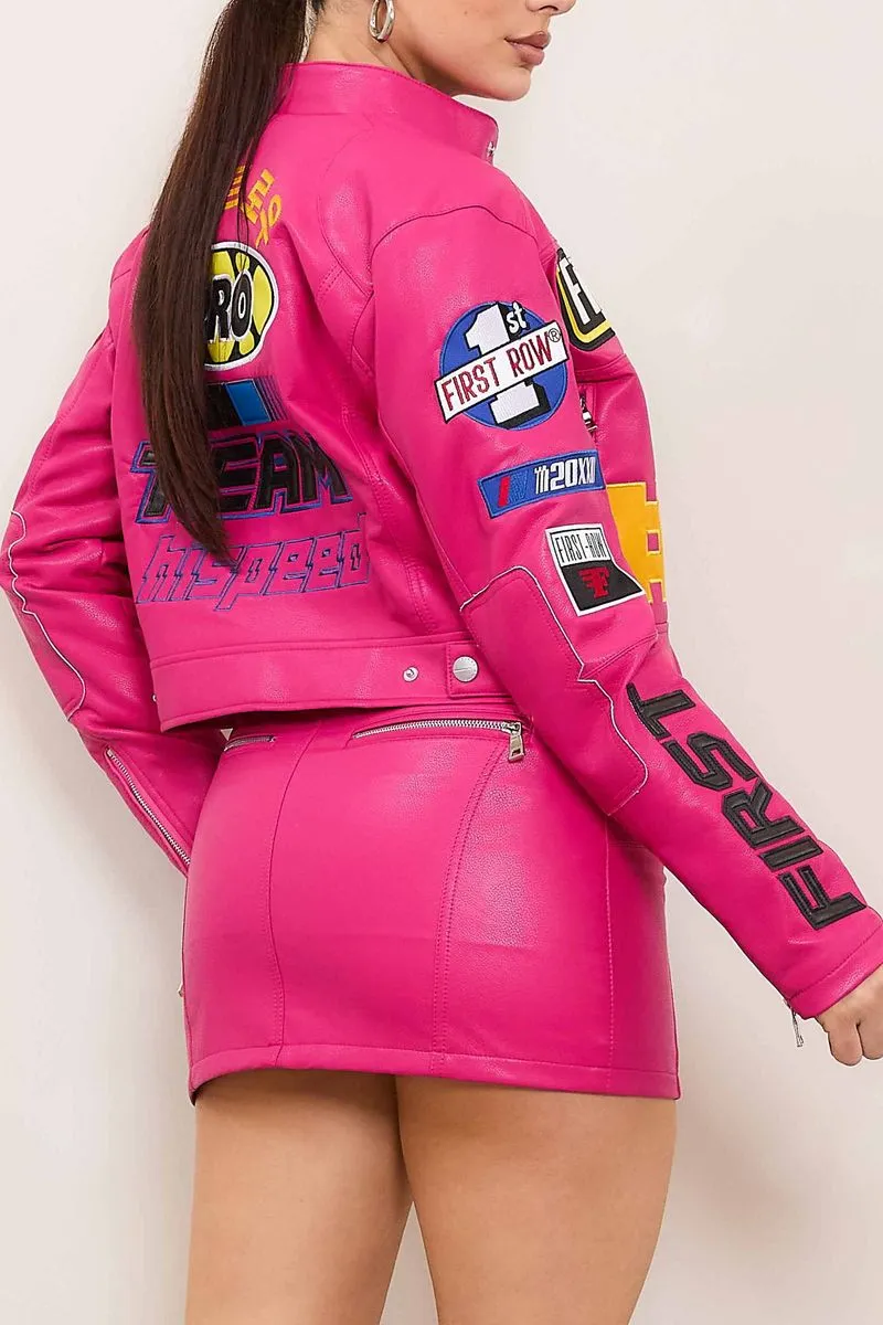 First Row Motor  Pink Women's Leather Jacket