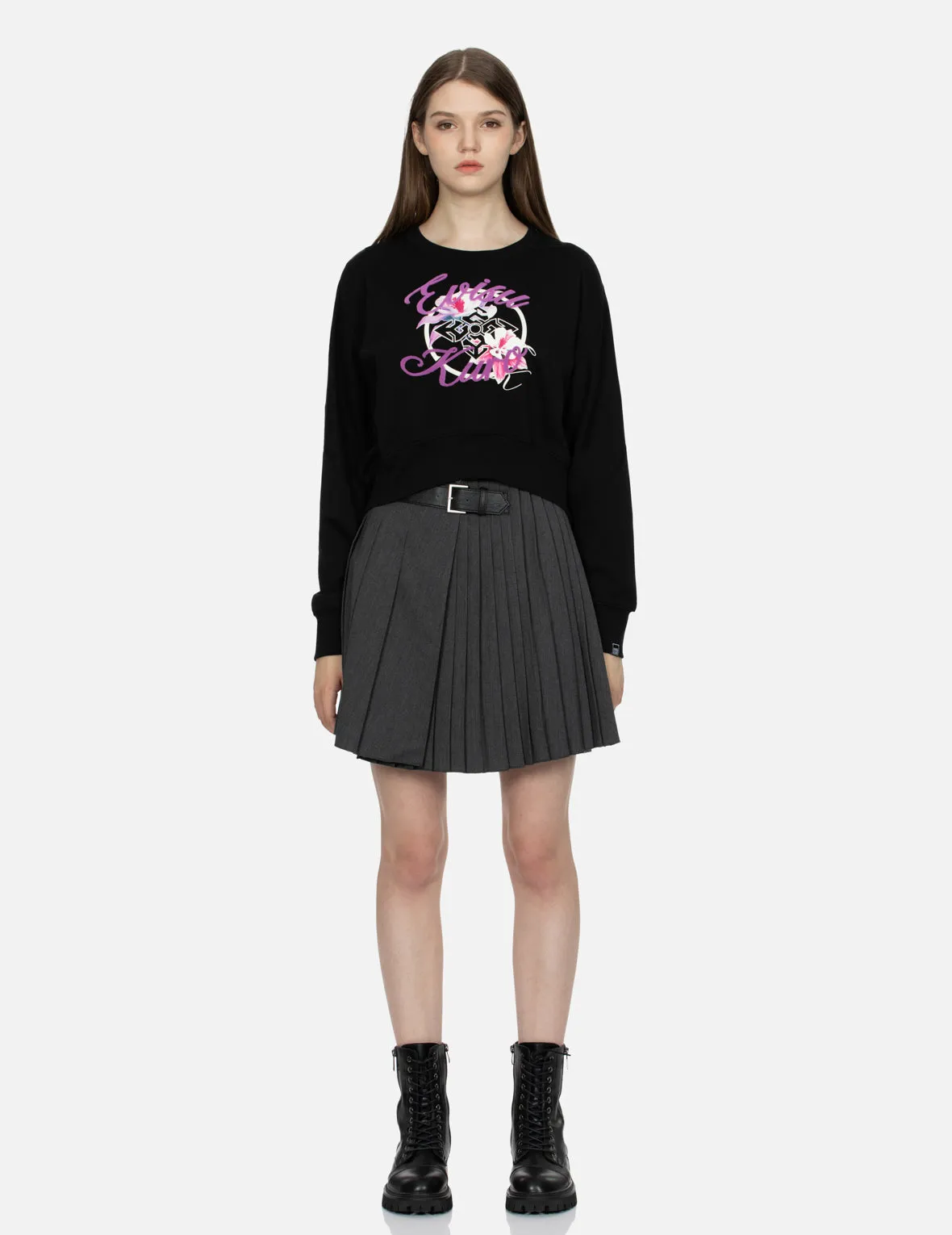 Floral Kamon Print and Logo Jacquard Loose Fit Sweatshirt