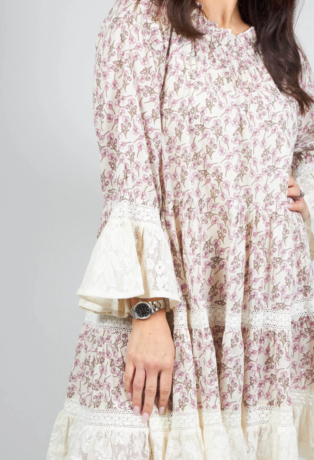 Floral Rosa Print Long Sleeve Tunic