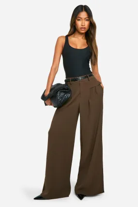 Fluid Belted Wide Leg Trousers