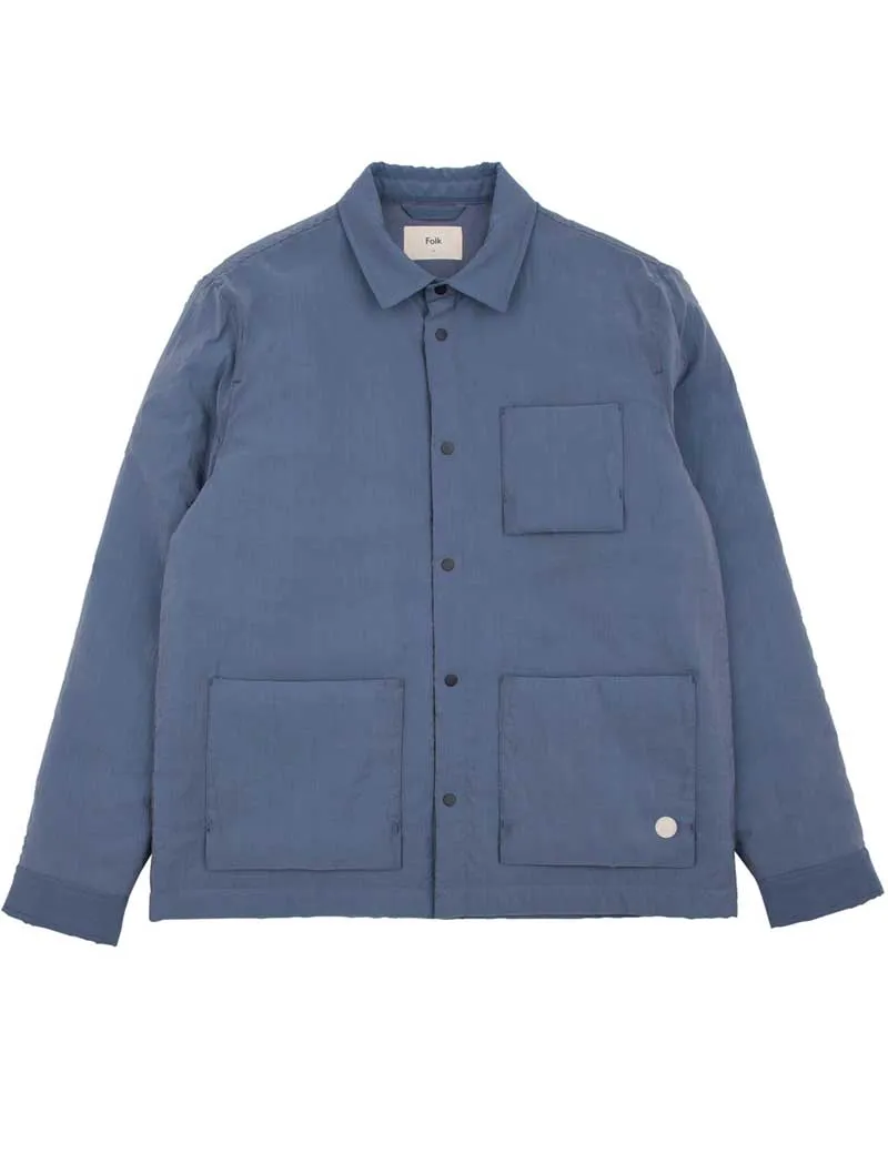 Folk Wadded Assembly Jacket Soft Blue