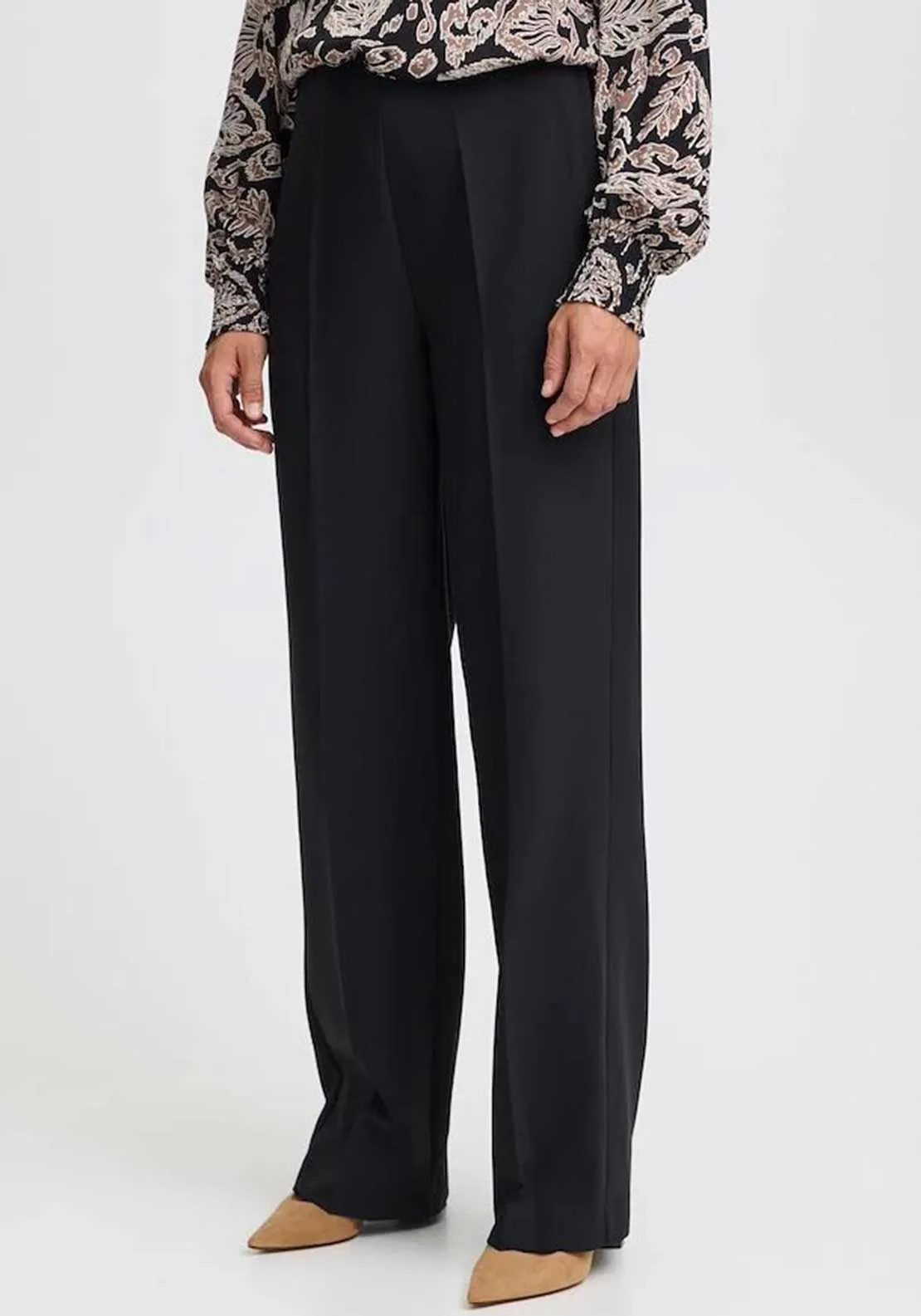 Fransa Abigail Wide Leg Trousers, Black