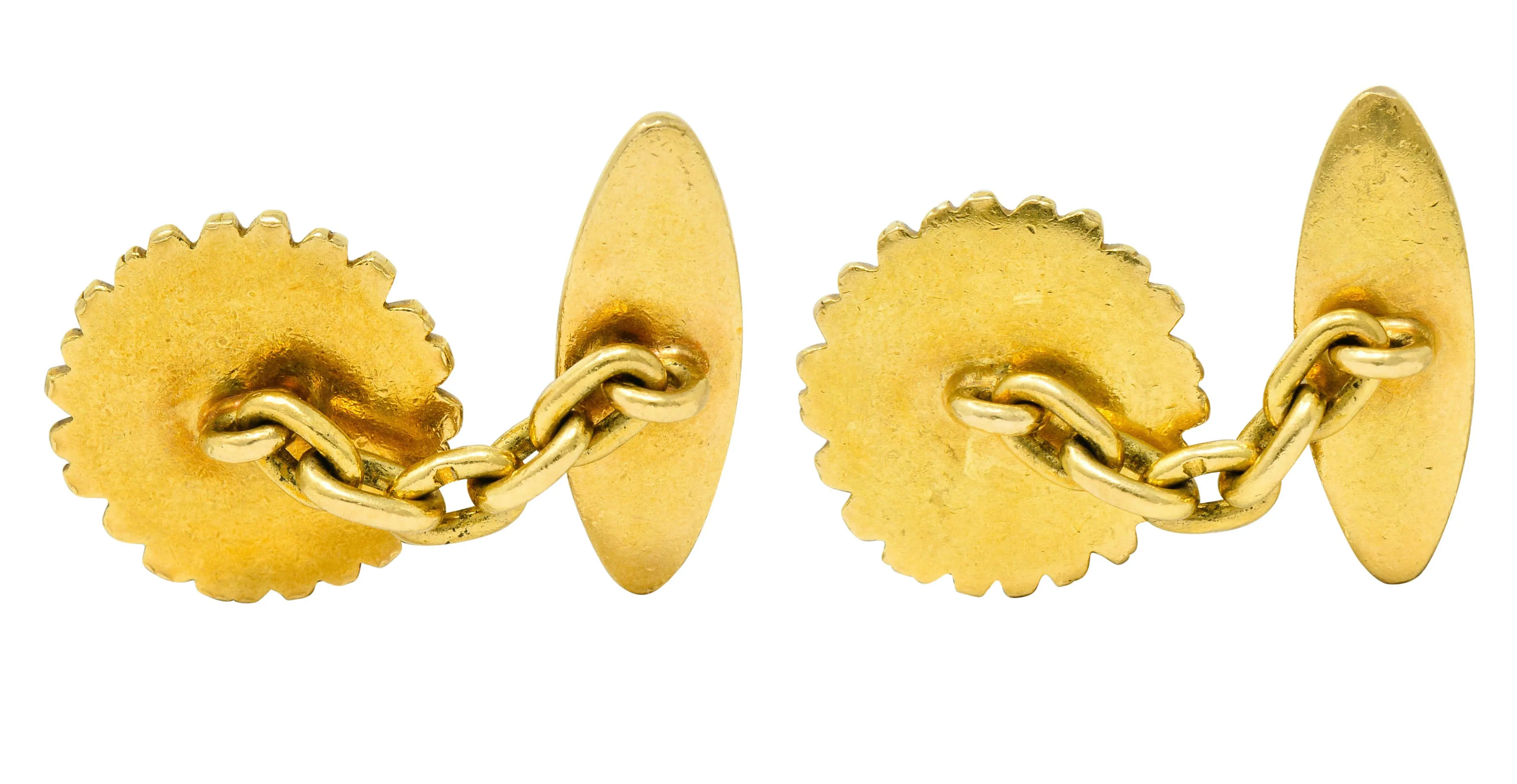 Statement 18K Gold Daisy Girl Cufflinks in Art Nouveau Style