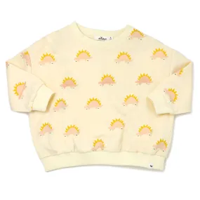 French Terry Brooklyn Boxy Sweatshirt - Blush Stegosaurus Print - Vanilla - baby trendy fashion sweatshirt
