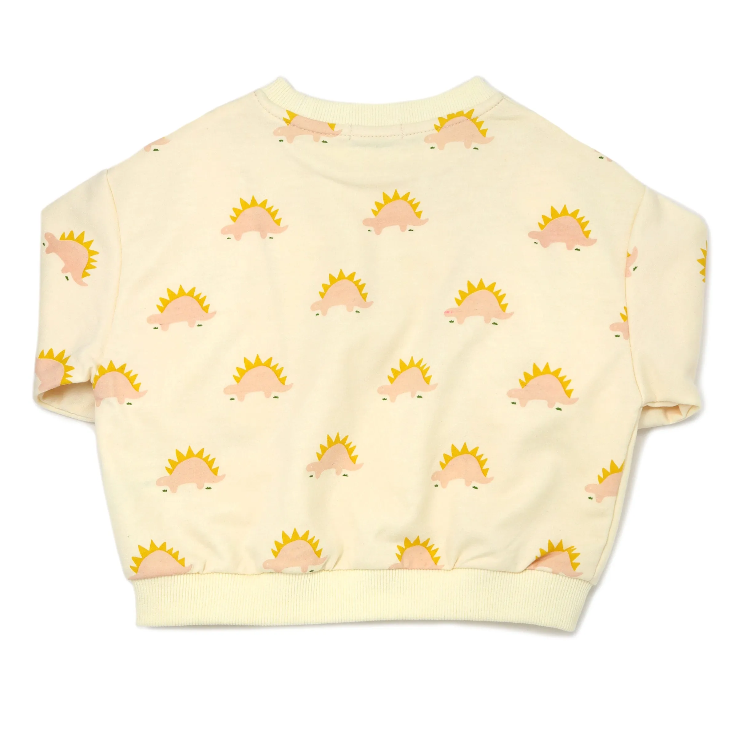 French Terry Brooklyn Boxy Sweatshirt - Blush Stegosaurus Print - Vanilla - baby trendy fashion sweatshirt
