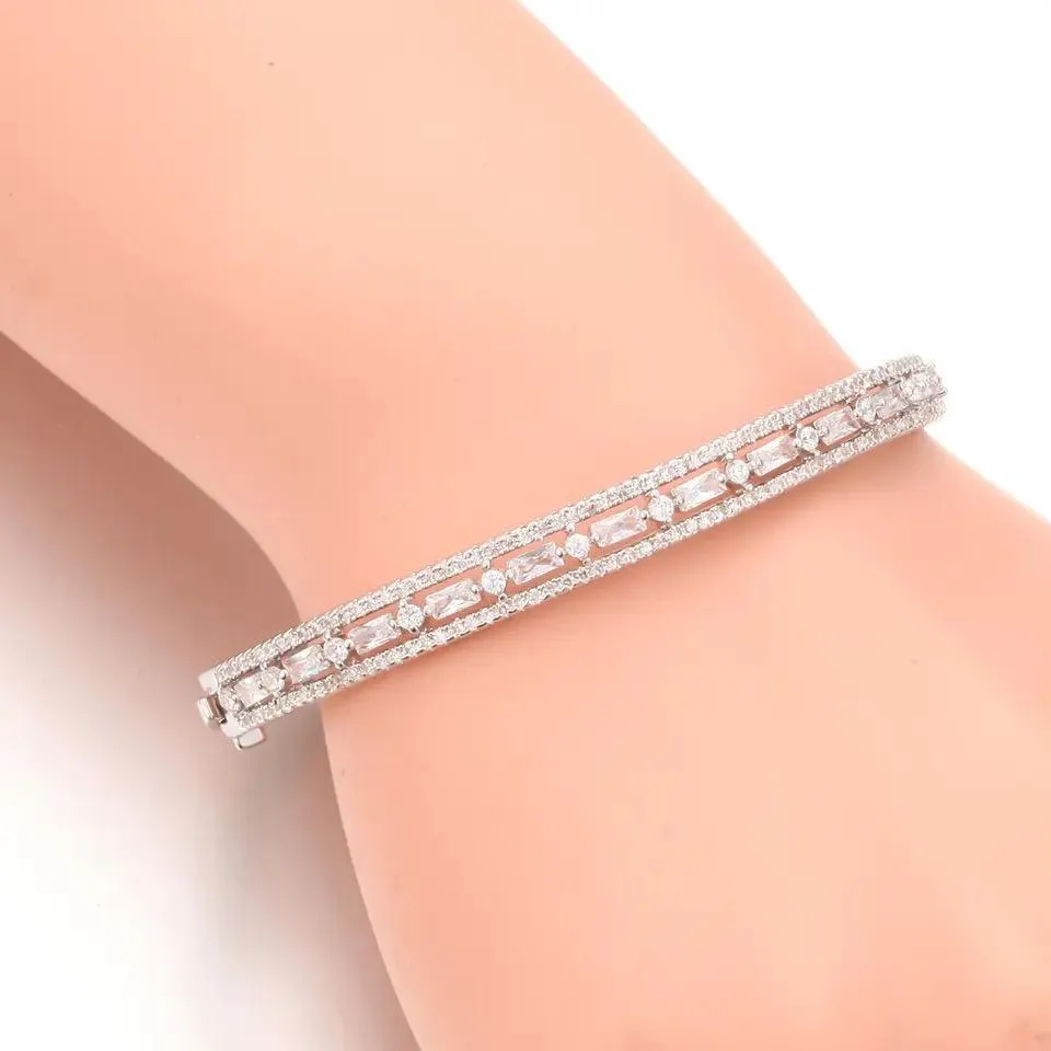 Shiny Cubic Zirconia Bangles for Women - Perfect for Engagement Parties