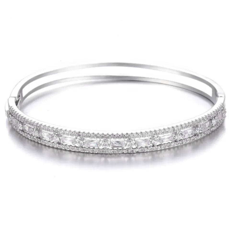 Shiny Cubic Zirconia Bangles for Women - Perfect for Engagement Parties