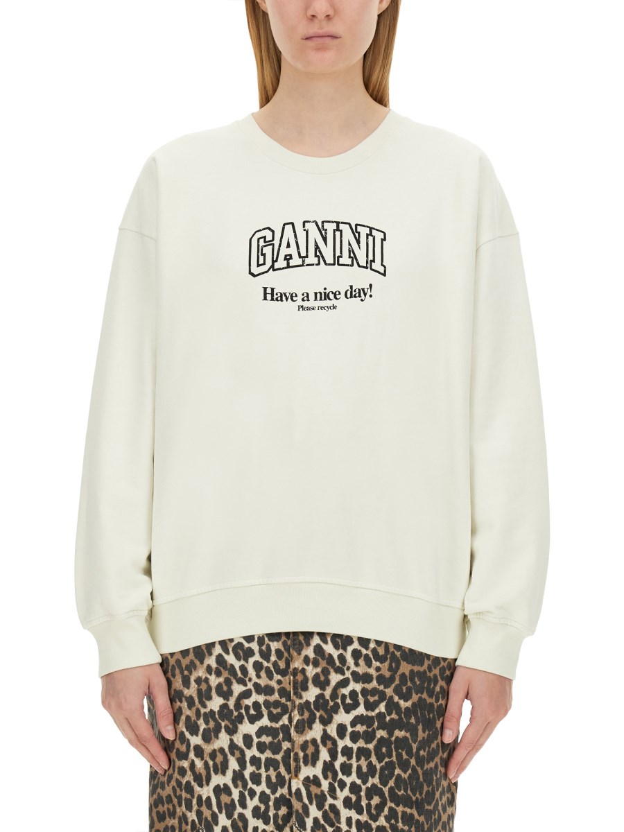 Cotton Sweatshirt with GANNI Logo