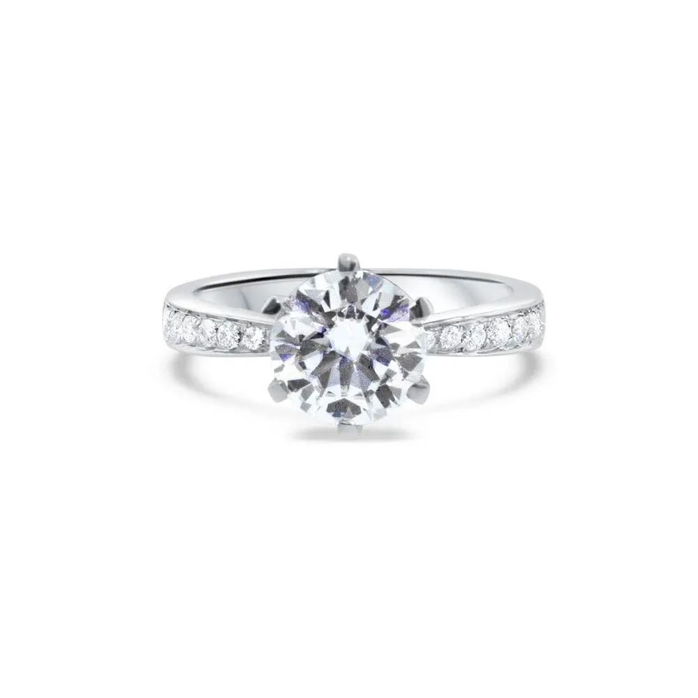 GEMORIE “Devotion” 2ctw Moissanite Round Channel Set Engagement Ring 