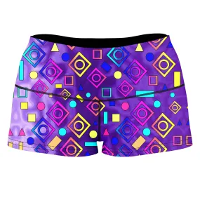 Geometric On Purple High-Waisted Women's Shorts