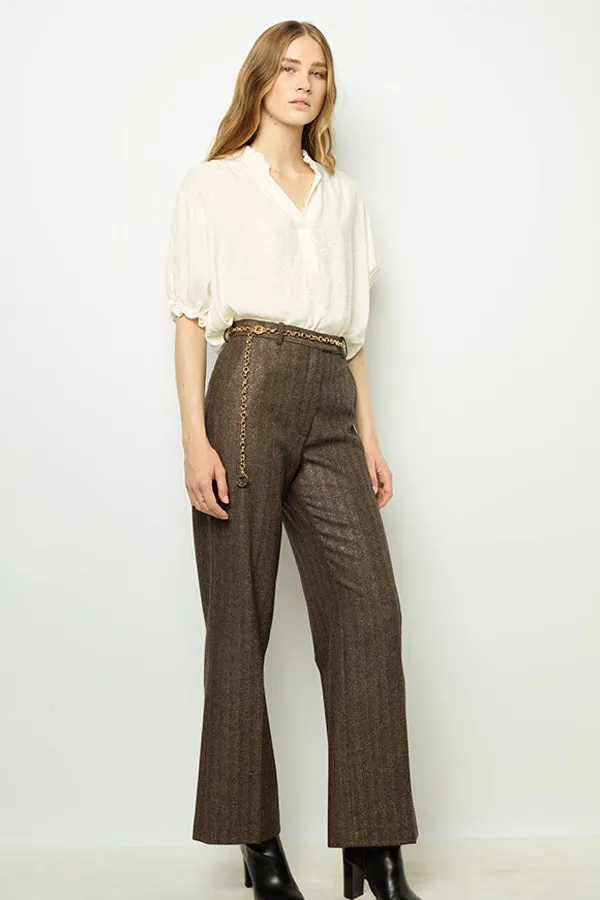 Gerard Darel DALI HERRINGBONE STRAIGHT CUT TROUSERS