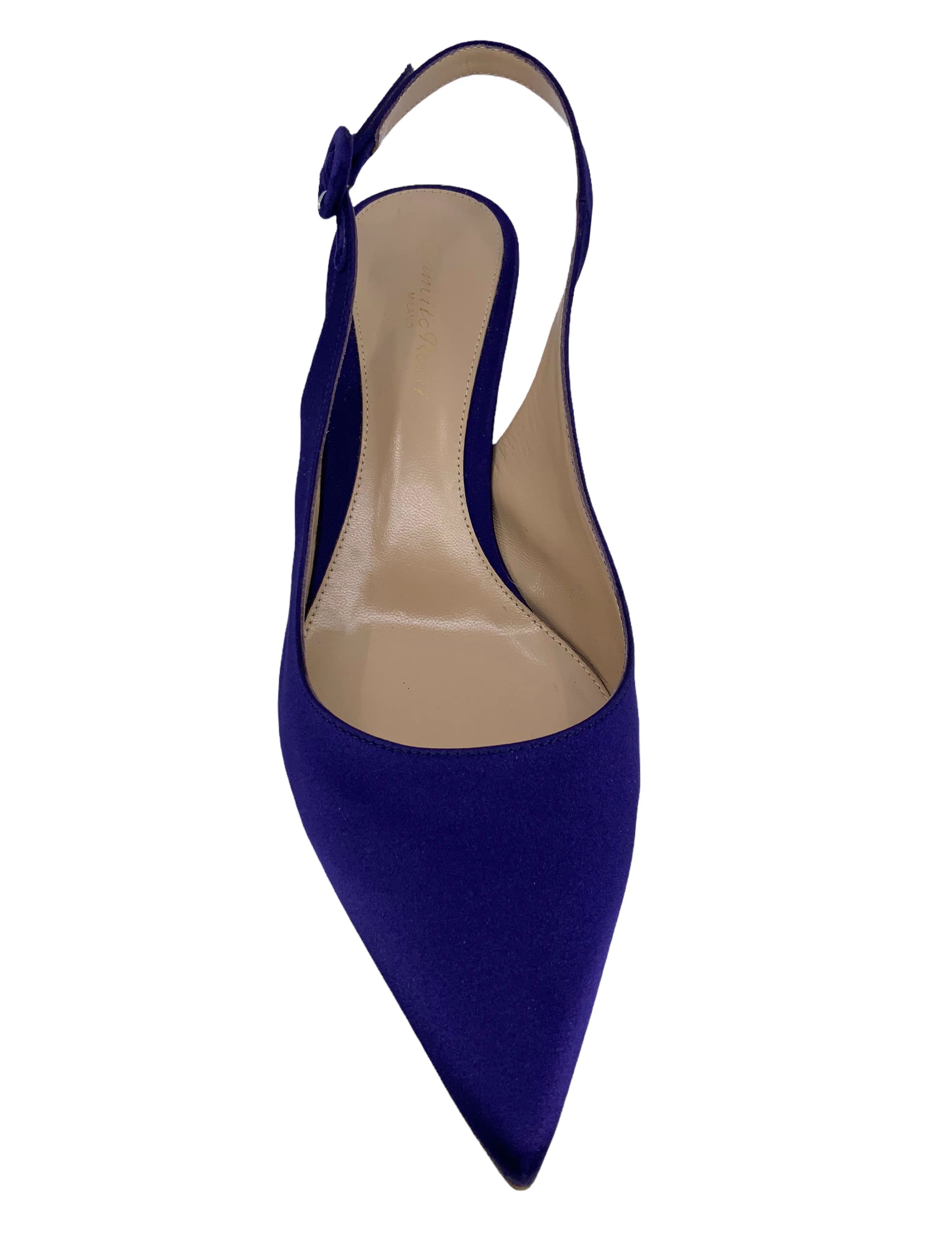 Gianvito Rossi Satin Pointed Toe Slingbacks Size 9 - Shop now at [brand's website]