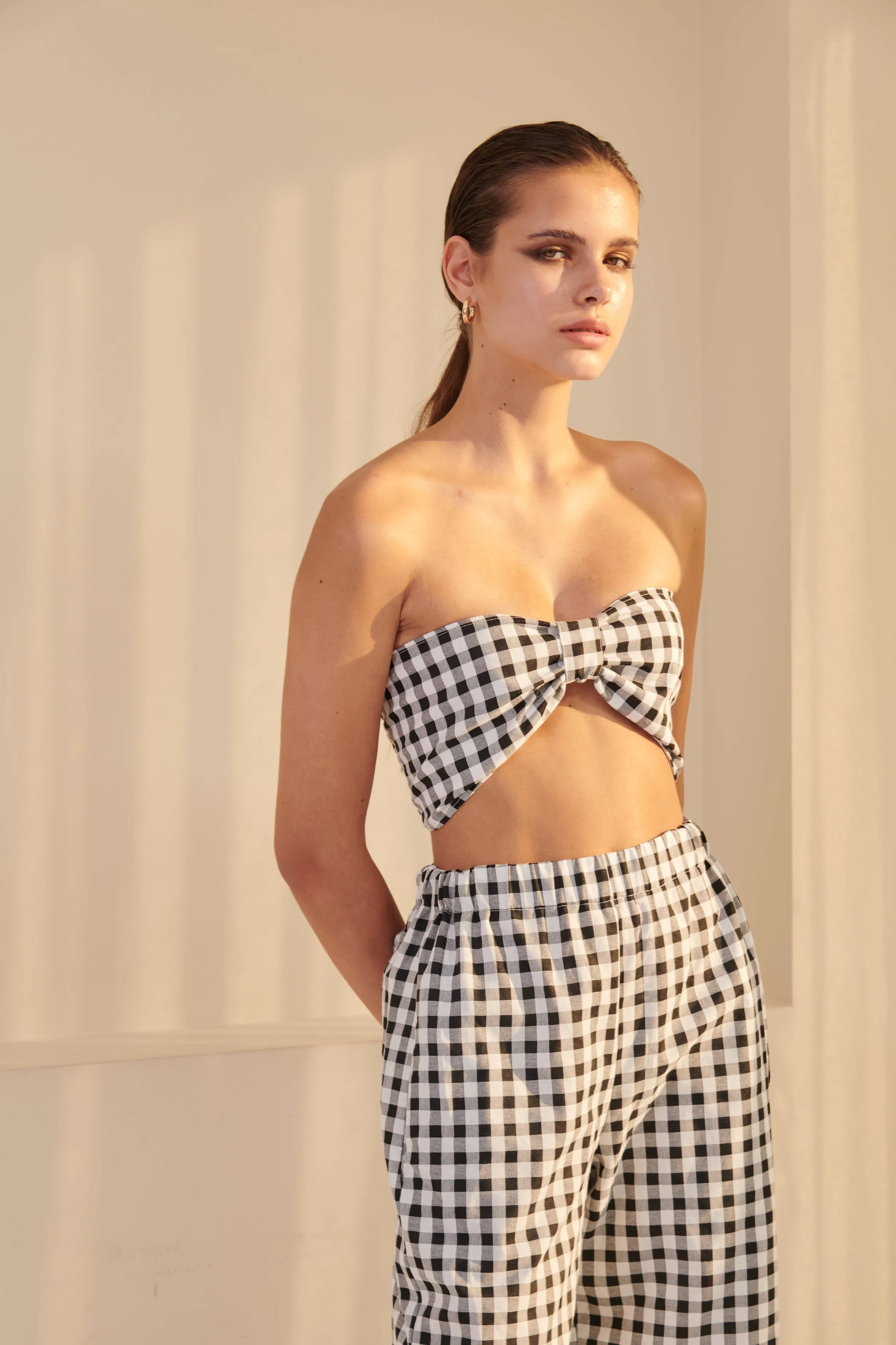 Gingham Set (Shirt & Trousers) -  Black