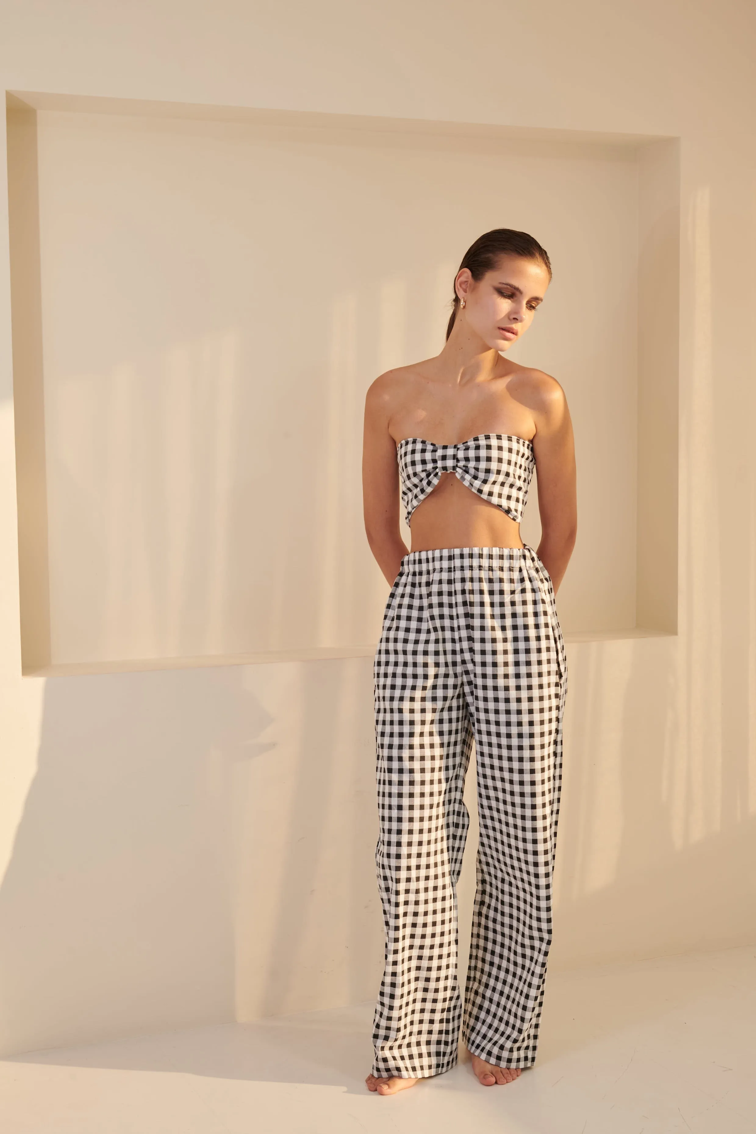 Gingham Set (Shirt & Trousers) -  Black