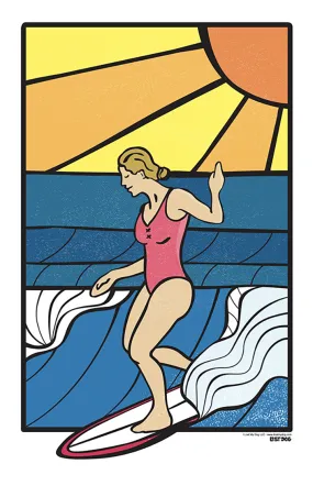 Girl Soul Surf Stained Glass