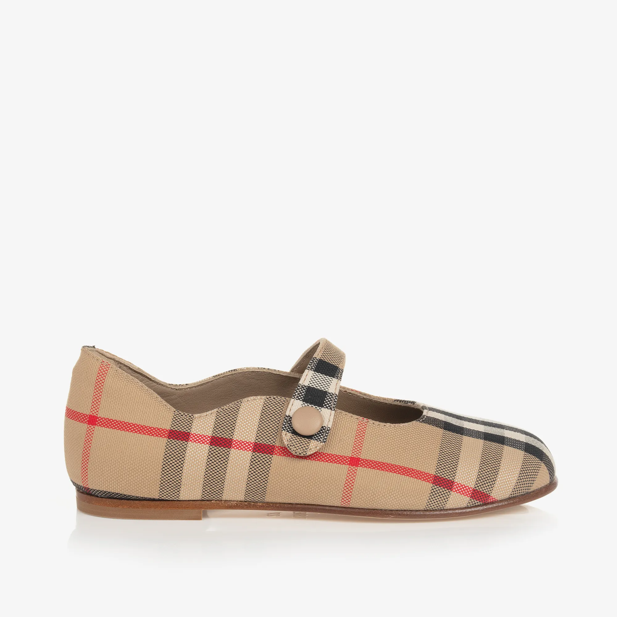 Girls Beige Vintage Check Pumps