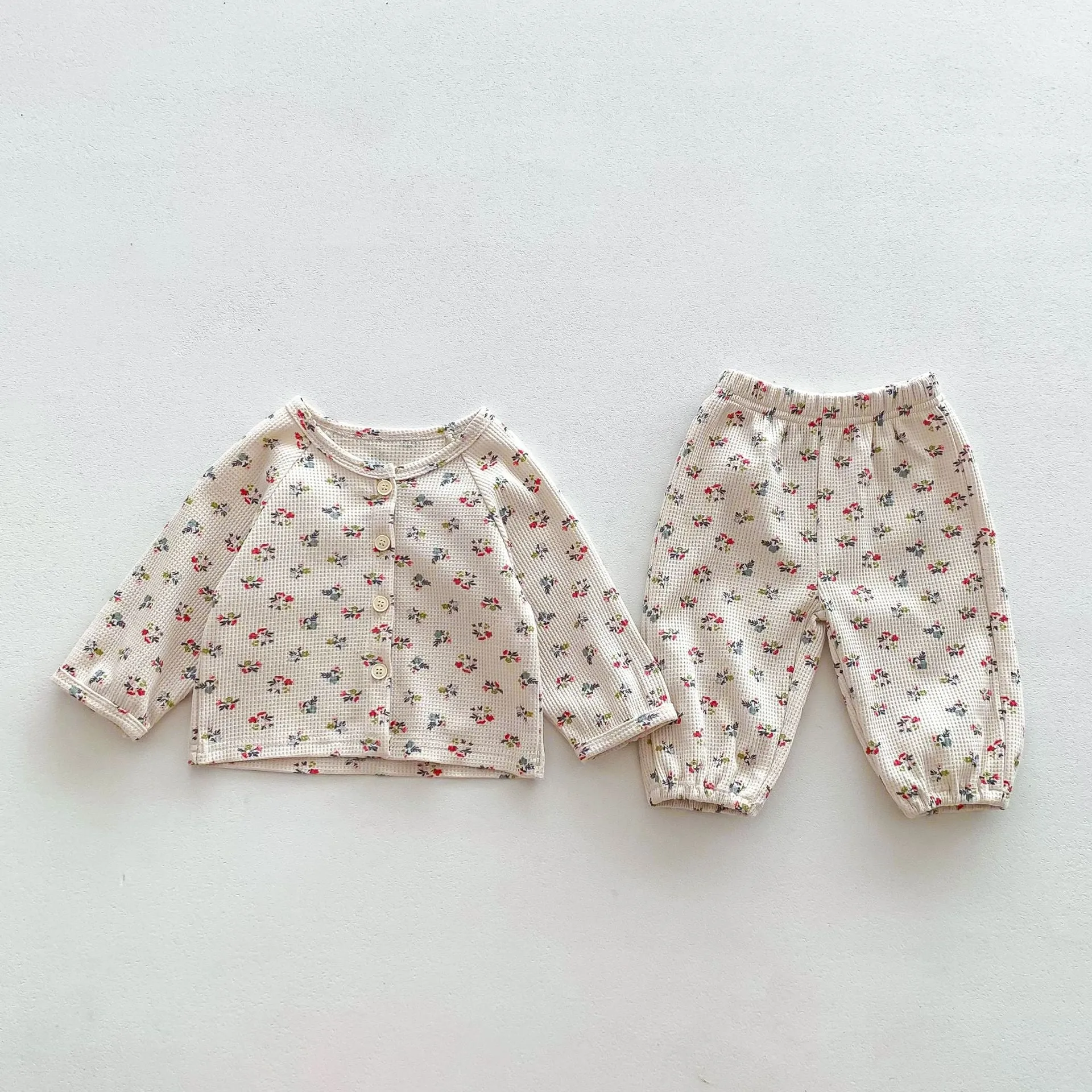 Girls Flower and Fruit Print Pajamas Wholesale 23101925