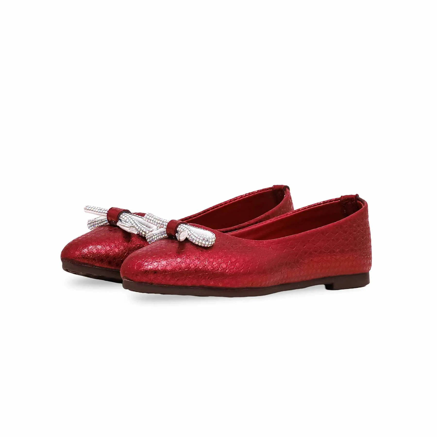 Girls Maroon Fancy Pumps KD2366