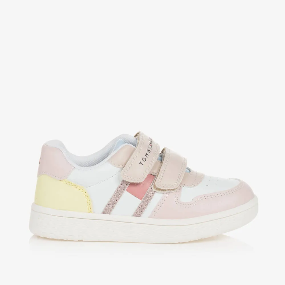 Girls Pink Colourblock Velcro Trainers