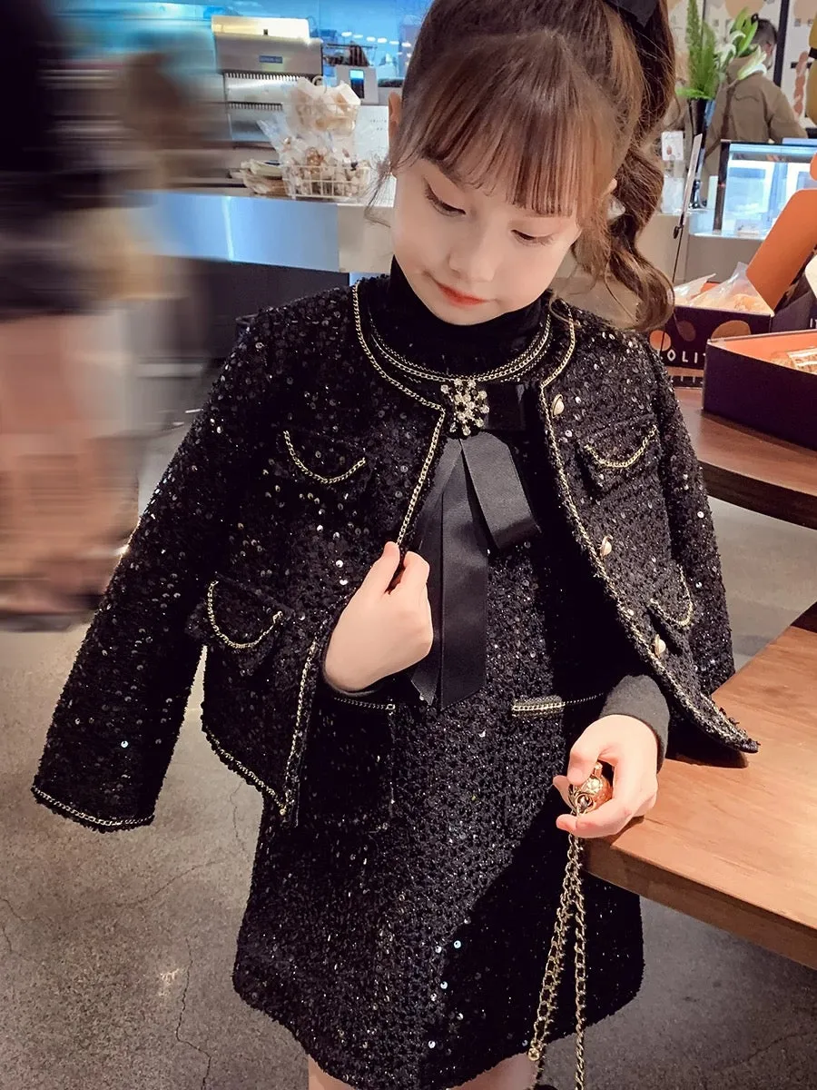 Girls' small fragrant style suit skirt autumn and winter 2023 new fashionable children's Internet celebrity suit skirt little gi