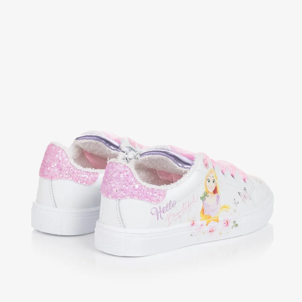 Girls White Leather Disney Trainers