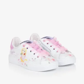 Girls White Leather Disney Trainers