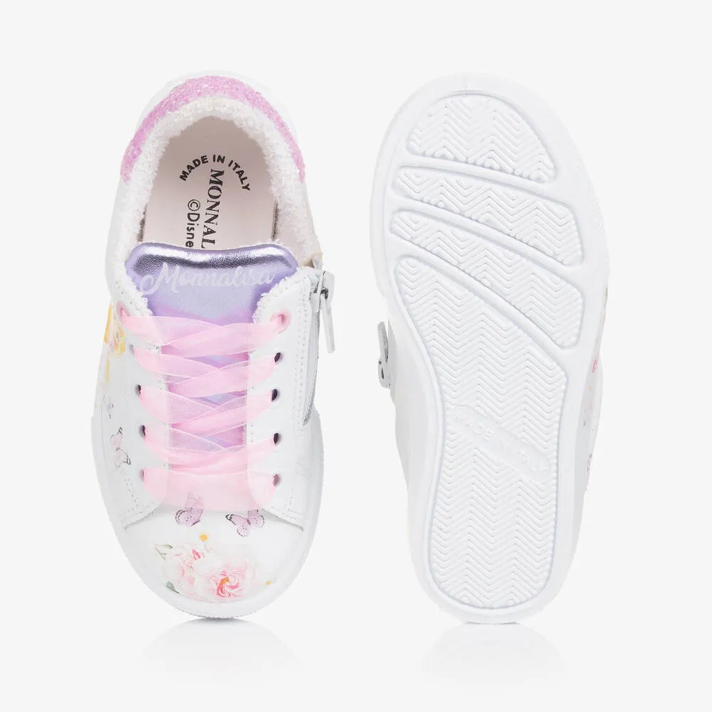 Girls White Leather Disney Trainers