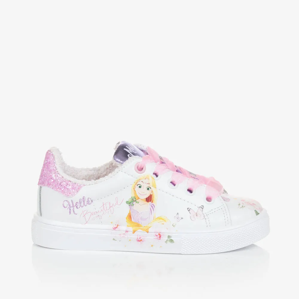 Girls White Leather Disney Trainers