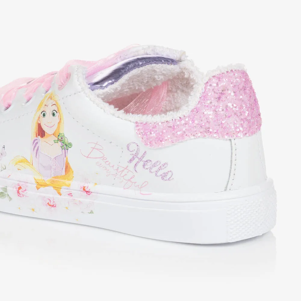 Girls White Leather Disney Trainers