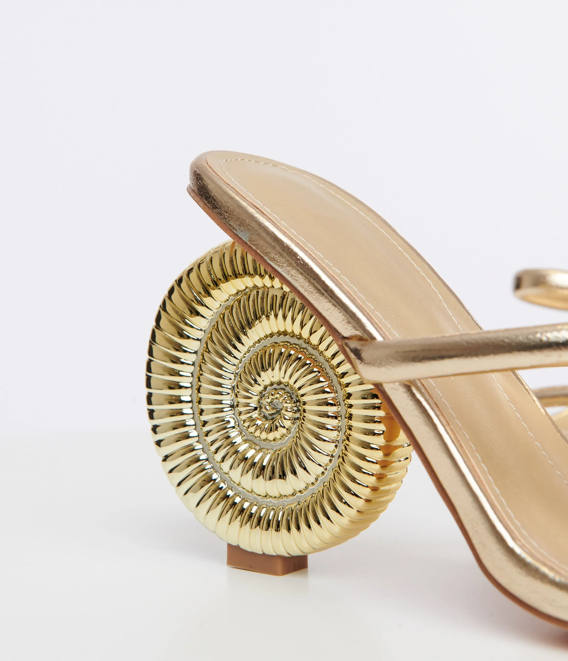 Gold High Heels with Metallic Seashell Detail