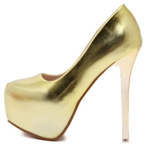 Gold Metallic Mirror Platforms Stiletto Bridal Heels