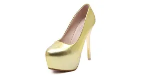 Gold Metallic Mirror Platforms Stiletto Bridal Heels