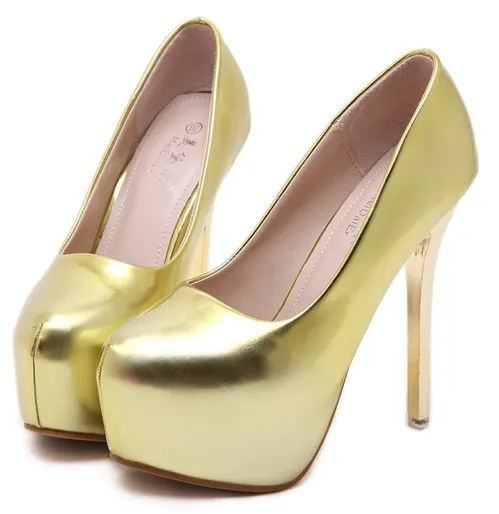 Gold Metallic Mirror Platforms Stiletto Bridal Heels