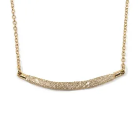 Gold Tone Crystal Station Necklace Mesh